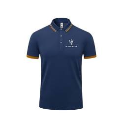 HYFZXWX Poloshirts Revers einfarbig Masera-ti Druck kurzärmelig T-Shirt Herren und Damen Baumwolle Freizeit Arbeit Herren/B/L von HYFZXWX