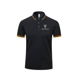 HYFZXWX Poloshirts Revers einfarbig Masera-ti Druck kurzärmelig T-Shirt Herren und Damen Baumwolle Freizeit Arbeit Herren/C/L von HYFZXWX