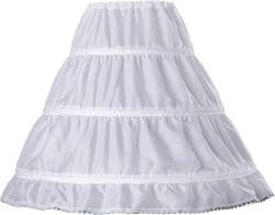 HYGRXSG Girls 3 Hoops Petticoat Full Slip Lace Trim Flower Girl Crinoline Skirt Underskirt Adjustable Waist White Size 4-5 Years von HYGRXSG