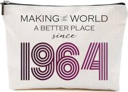 HYGifts Make The World A Better Place Since 1964 Make-up-Tasche, Geburtstagsgeschenke für sie, Dekoration zum 60. Geburtstag, Geburtstagsgeschenke von der Mutter, für 60-jährige Frauen, Tochter, von HYGifts