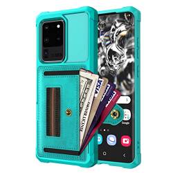 HYKEJJ Hülle für Samsung Galaxy S21 Plus, Stoßfeste Handyhülle [Verdicktes TPU] [Kartenfächer] [Standfunktion] TPU Klapphülle Ledertasche Case Kompatibel mit Samsung S21 Plus von HYKEJJ