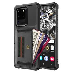 Hülle für Samsung Galaxy S20 Plus, Stoßfeste Handyhülle [Verdicktes TPU] [Kartenfächer] [Standfunktion] TPU Klapphülle Ledertasche Case Kompatibel mit Samsung S20 Plus (A,Samsung S20 Plus) von HYKEJJ