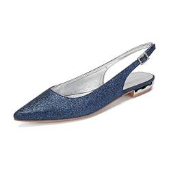 Frauen Slingback Ballerinas Damen Spitz Slingback Flach Kleid Schuhe,Marine,41 EU von HYMYSUNY