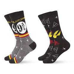 Harry Potter Socken von HYP | Herren und Damen Socken mit Plattform 9 3/4 | 2er-Pack lässige Crew-Socken - Anthrazit von HYP