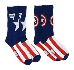 Hyp Captain America Marvel Comics Herren 2er-Pack Athletic Crew Socken, Rot/Ausflug, einfarbig (Getaway Solids), Medium von HYP