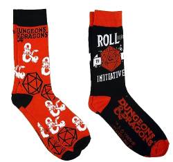 Hyp Dungeon and Dragons Dragons Roll For Initiative Dice Crew-Socken, 2 Stück, Mehrfarbig/Meereswellen (Ocean Tides), Large von HYP