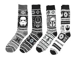 Star Wars Fair Isle Winter Holiday Prints Woven Crew Socken 4 Paar Pack Boba Fett Darth von HYP