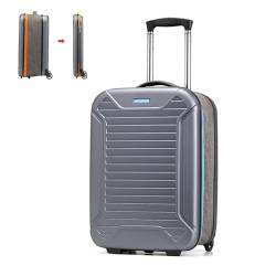 20/24 Inch Folding Carry-On Luggage, Collapsible Compact Luggage Fully Collapsible, Durable Suitcases With Wheels Travel Suitcase & Retractable Handle, Women and Men With Shoe Pouch ( Color : Blue , S von HYQFSAD