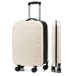 Zusammenklappbares Kofferset 20/24 Zoll, tragbares faltbares Handgepäck, ABS+PC-Harshell-Spinnergepäck mit einziehbarem Griff, vollständig zusammenklappbar for Reisen und Einkaufen ( Color : White , S von HYQFSAD