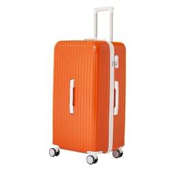 HYSTERIA Reisekoffer 24-Zoll-Handgepäckkoffer for Damen, Leichter Mute-Caster-Koffer Mit Reißverschluss for Herren, Studentenkoffer Trolley (Color : Orange, Size : A) von HYSTERIA