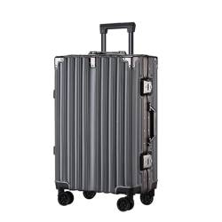 HYSTERIA Reisekoffer Reisetrolley-Koffer mit Aluminiumrahmen, große Kapazität, Retro-22-Zoll-Universalräder for Männer und Frauen Trolley (Color : Black, Size : A) von HYSTERIA