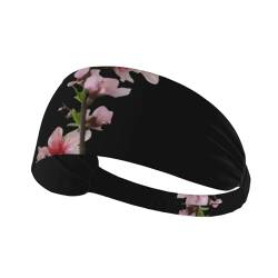 Elastisches Aldult-Stirnband für Damen und Herren, feuchtigkeitsableitend, athletisch, zum Laufen, Trainieren, blühende Pfirsichblüten von HYTTER