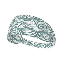 Elastisches Aldult-Stirnband für Damen und Herren, feuchtigkeitsableitend, athletisch, zum Laufen, Trainieren, grüne, gewellte Streifendrucke von HYTTER