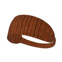 Elastisches Aldult Übungs-Stirnband für Damen und Herren, feuchtigkeitsableitend, athletisch, zum Laufen, Trainieren, braunes Holzmuster von HYTTER