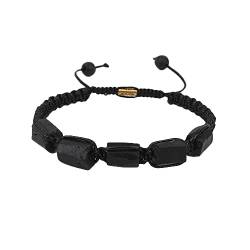 Perlen Armband, Natürliche Schwarze Turmalin-Stein-Armbänder, Nugget-Perlen, Energie-Edelstein, Chakra, Geflochtenes Seil, Verstellbare Armbänder, Armreifen, Yoga-Schmuck Für Damen Und Herren von HYXC