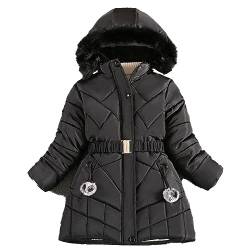HYueaph Mädchen Winter Jacke Mantel Warm Casual Gesteppte Puffer Jacke Schulmantel Parka Leichte Oberbekleidung,black-140cm von HYueaph