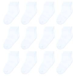 HYzgb Kindersocken Anti-Rutsch-Griffe Jungen Mädchen 5-7 Jahre alt 12 Paar Cotton Crew Grippy Socken für Unisex Kleine Jungen Mädchen Kindergeburtstagsgeschenke Nahtlose Zehe Weiß von HYzgb