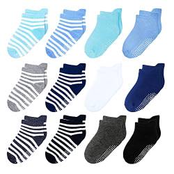 HYzgb Rutschsocken kinder 3 4 5 Jahre Antirutschsocken 26-28 mit ABS socken kinder Griffen 12 Paar Baumwolle rutschfest Knöchel Socken, Baby Jungen Geschenk(Multi-Farben) von HYzgb