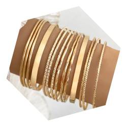 HZAOPZE 14-teiliges Gold-Armband-Set, indische, stapelbare, glänzende Armbänder, Multipack, Wickelarmbänder, Modeschmuck für Frauen und Mädchen, Elegant, böhmisch, exotisch von HZAOPZE