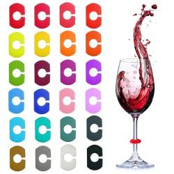 HZAOPZE Glass Marker, Glass Marker Silicone, Reusable Mixed Colour Cup Charm Wine Glass Ring for Wine Glass, Champagne Glass, Cocktail Glass, Martini Glass, Drinking Glass, 24 pcs. von HZAOPZE