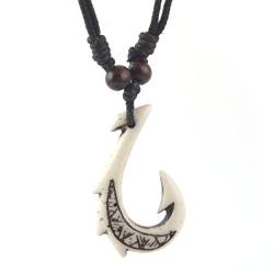 Human Shark Hawaiian Fisch-Haken-Anh?nger Hanfschnur Kette - Maori Tribal Halskette von HZMAN