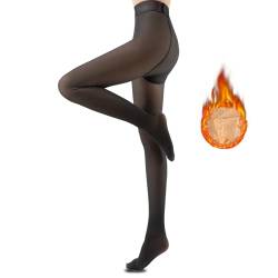 HZMJDHZM Thermo Strumpfhose Damen,Strumpfhosen Damen Winter,Thermostrumpfhosen für Damen,Gefütterte Strumpfhose,Gefälschte Durchscheinend Plüschstrümpfe Pantyhose Wärmende Fleece Strumpfhose von HZMJDHZM