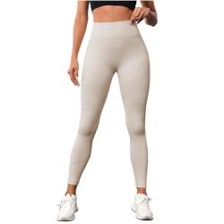 Glitzer Leggins Damen Activewear Active Bottoms Damen Sport Sport Yogahose mit breitem Bund für Damen Sport & Outdoor Damen Hosen Stretch Gummizug (White, S) von HZMM