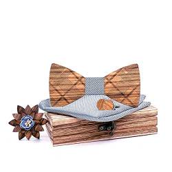 HZQIFEI Fliege aus Holz, verstellbare Schleife, modisch, klassisch, Herren, verstellbar, Hochzeit, Smoking, C3, One size von HZQIFEI