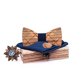 HZQIFEI Fliege aus Holz, verstellbare Schleife, modisch, klassisch, Herren, verstellbar, Hochzeit, Smoking, C6., One size von HZQIFEI