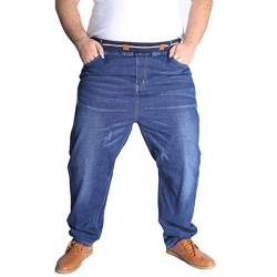 HZQIFEI Herren Jeans Übergröße Jeanshose Dehnbare Loose Fit-Jeans Hose Männer Hohe Taille Stretch Straight Jeans Hose Stonewashed Denim Lange Jeanshose Freizeithose (Blau, 3XL) von HZQIFEI