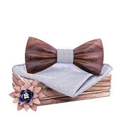 HZQIFEI Holzschleife mit quadratischem Stoff und Holzbrosche für Geschenk, Empfang, Hochzeit, C1, One size von HZQIFEI