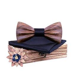 HZQIFEI Holzschleife mit quadratischem Stoff und Holzbrosche für Geschenk, Empfang, Hochzeit, C4., One size von HZQIFEI