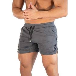 HZQIFEI Shorts Herren Sport Sommer Kurze Hosen Schnelltrocknende Laufshorts Trainingshose Outdoor Sporthose mit Tasch (Mittelgrau, XXL) von HZQIFEI