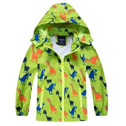 HZXVic Regenjacke Kinder, Kapuzen Outdoor Wasserdichte Jacke, softshelljacke jungen mit Dinosauriern,3-4Jahre von HZXVic