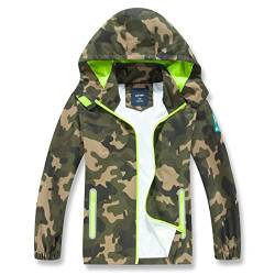 HZXVic Regenjacke Kinder, Wasserdichte Jacke Jungen, Softshelljacke Jungen Camo Raincoat 2-3Jahre von HZXVic