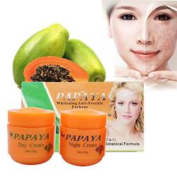 2Pcs Papaya Day Cream and Night Cream Long-lasting Moisturizing Fade Freckles Fade Pigment Face Whitening Essence von HZXY