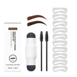 Augenbrauen Stempel, Double Eyebrow Stamp Kit,Augenbrauen Schablone Gestaltung Kit,10 verschiedene Augenbraue Schablonen für Brauenformung Make Up Kosmetikset Eyebrow (Naturbraun+Dunkelbraun) von HZZYJ