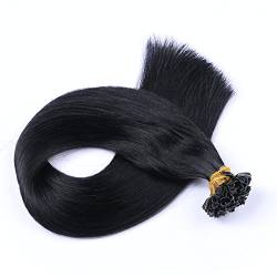 Keratin Bonding - # 1 - SCHWARZ - 60cm - 50 Strähnen - 1g - 100% Remy Echthaar Haarverlängerung U-Tip Extensions sehr hohe Qualität by NOVON Hair Extention von Haar-Profi