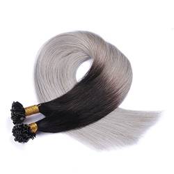 Keratin Bonding - # 1B/SILVER OMBRE - 60cm - 150 Strähnen - 1g - 100% Remy Echthaar Haarverlängerung U-Tip Extensions sehr hohe Qualität by NOVON Hair Extention von Haar-Profi