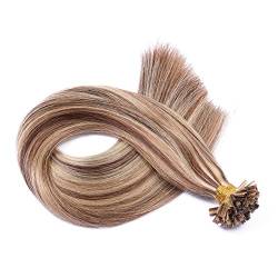 Keratin Bonding - # 4/24 GESTRÄHNT - 60cm - 25 Strähnen - 1g - 100% Remy Echthaar Haarverlängerung U-Tip Extensions sehr hohe Qualität by NOVON Hair Extention von Haar-Profi