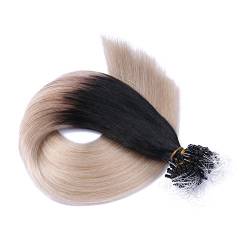 Micro-Ring/Loop Hair Extensions (#1B/GREY OMBRE - 50 cm - 150 Strähnen - 1g) 100% Remy Echthaar Haarverlängerung Micro Ring Remy Qualität, ganz leicht einzusetzen - by Haar-Profi von Haar-Profi