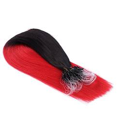 Micro-Ring/Loop Hair Extensions (#1B/RED OMBRE - 60 cm - 50 Strähnen - 0,5g) 100% Remy Echthaar Haarverlängerung Micro Ring Remy Qualität, ganz leicht einzusetzen - by Haar-Profi von Haar-Profi