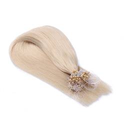 Micro-Ring/Loop Hair Extensions (#60 - WEISSBLOND - 60 cm - 100 Strähnen - 0,5g) 100% Remy Echthaar Haarverlängerung Micro Ring Remy Qualität, ganz leicht einzusetzen - by Haar-Profi von Haar-Profi