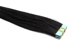 Tape In/On 100% Echthaar Remy Hair Extensions Haarverlängerung 2,5g / Tresse (40cm - 10 Tressen - #1 Schwarz) von Haar-Profi