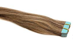 Tape In/On 100% Echthaar Remy Hair Extensions Haarverlängerung 2,5g / Tresse (40cm - 10 Tressen- #12 Hellbraun) von Haar-Profi