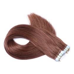 Tape In - On Hair Extensions - # 33 - ROTBRAUN - 50cm - 60 Tressen je 4cm Breit / 2,5g - 100% Remy Echthaar Haarverlängerung/Extention mit Klebeband Tressen by NOVON Hair Extentions von Haar-Profi