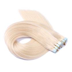 Tape In - On Hair Extensions - # 60 - WEISSBLOND - 50cm - 60 Tressen je 4cm Breit / 2,5g - 100% Remy Echthaar Haarverlängerung/Extention mit Klebeband Tressen by NOVON Hair Extentions von Haar-Profi