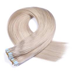 Tape In - On Hair Extensions - # GRAU/GREY - 50cm - 50 Tressen je 4cm Breit / 2,5g - 100% Remy Echthaar Haarverlängerung/Extention mit Klebeband Tressen by NOVON Hair Extentions von Haar-Profi