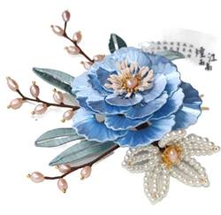 Haarkamm Hochzeit Haarkamm Haarschmuck Blumen Haar Seitenkamm Perle Quaste Haarspange Kamm Haarschmuck für Party Prom. Haarschmuck Kamm Haar Steckkamm (Blue : Bronze, Size : One size) von Habrur