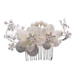 Haarkamm Hochzeit Haarkamm Haarschmuck Hochzeit Braut Haar Seitenkamm Braut Haarspange Kamm Strass Seidenblume Clip Kopfschmuck Haarschmuck Kamm Haar Steckkamm von Habrur